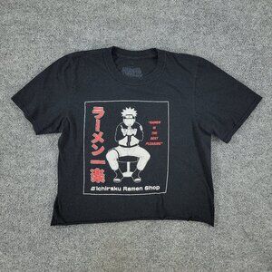 Naruto Shirt Women Small Black Shippuden Anime Crop Top Graphic Tee Short Sleeve